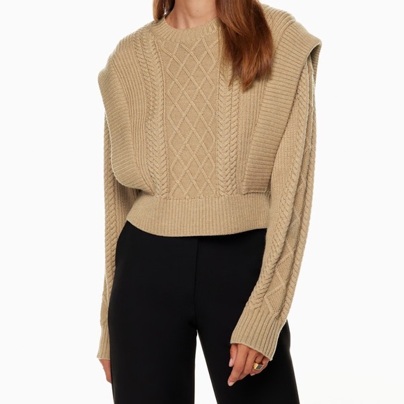 Aritzia Babaton Wool Navy Cable Knit Sweater - Picture 6 of 6